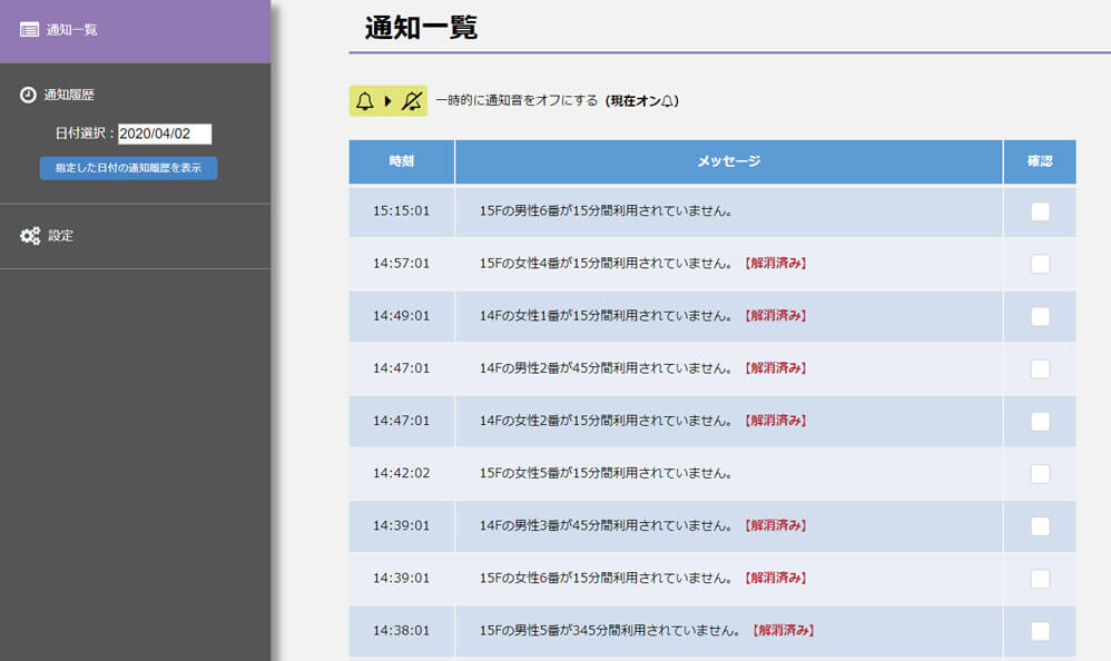 ビル管理者様やオフィス管理者様へのアラート通知